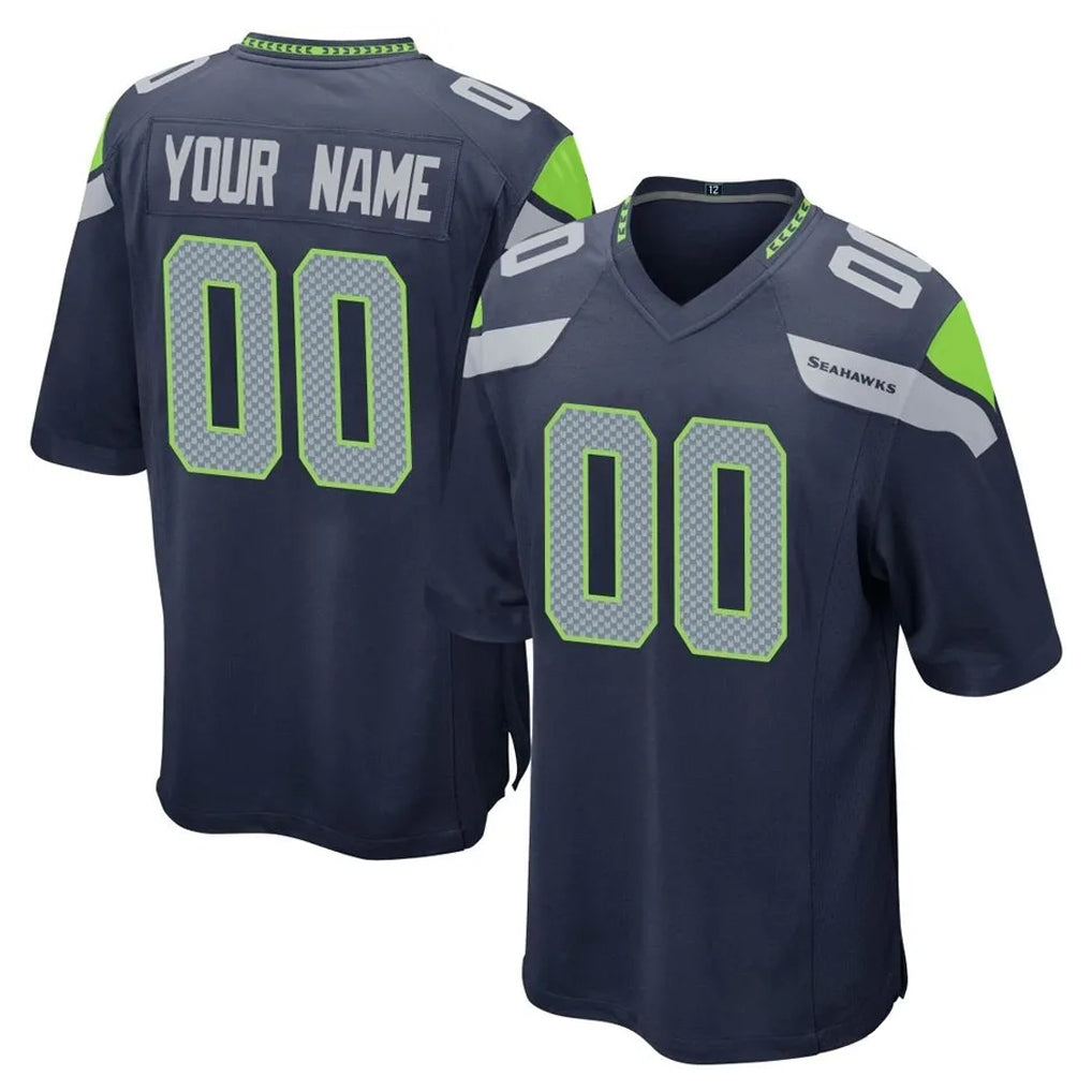 Parkc Custom S.Seahawks Navy Home Game Any Name & Numbers Stitched Jerseys
