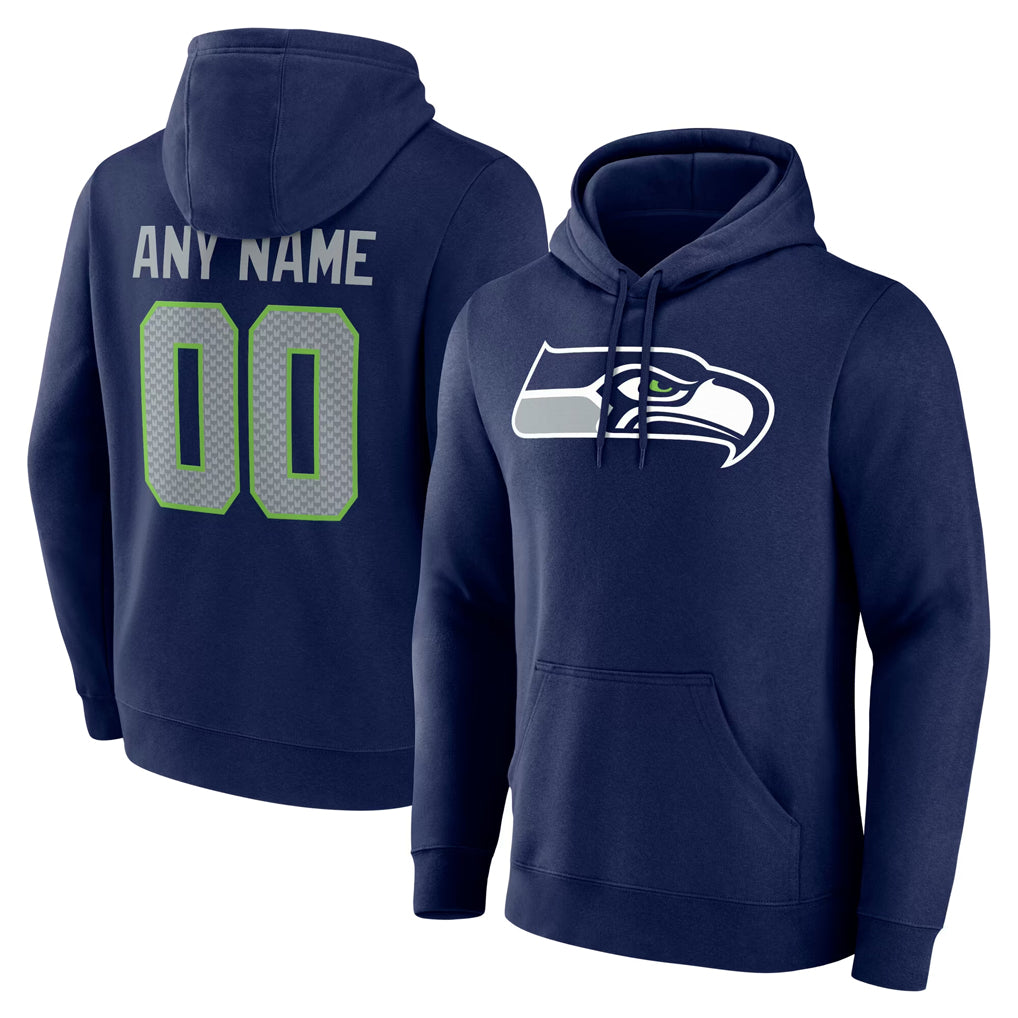 Parkc Custom S.Seahawks Navy Pullover Hoodies Game Any Name & Numbers Stitched Jerseys