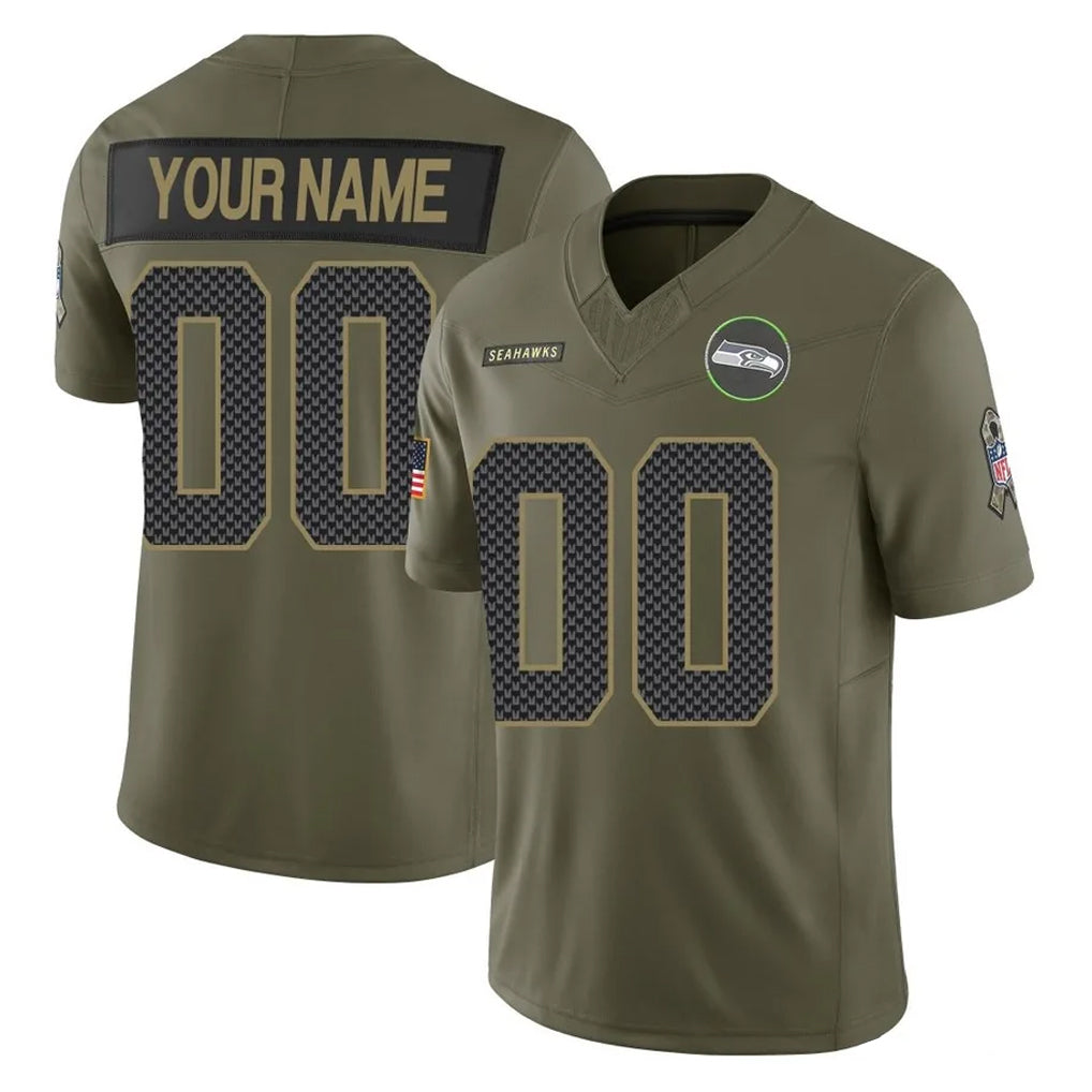 Parkc Custom S.Seahawks Olive 2025 Salute To Service Limited Home Game Any Name & Numbers Stitched Jerseys