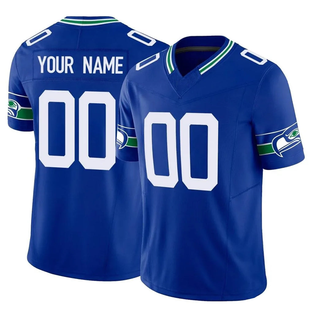 Parkc Custom S.Seahawks Royal Limited Throwback Vapor F.U.S.E. Home Game Any Name & Numbers Stitched Jerseys
