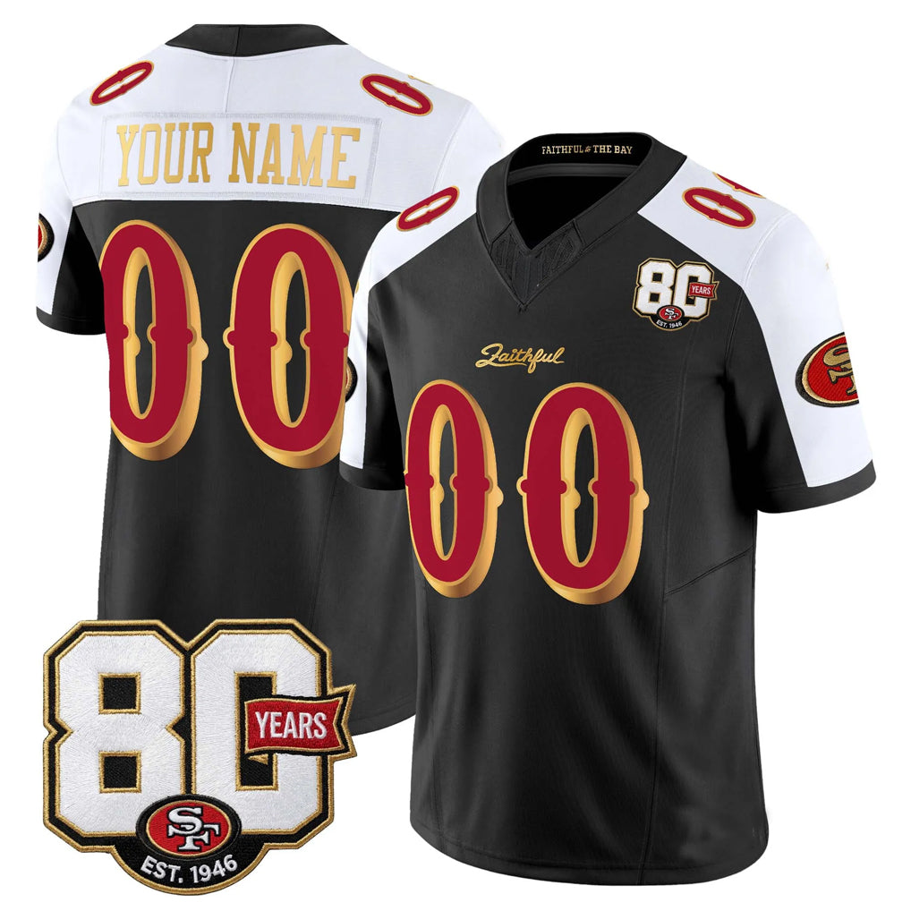 Parkc Custom SF.49ers Black-White Limited 80th Rivalries Collection Home Game Any Name & Numbers Stitched Jerseys