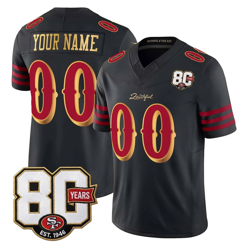 Parkc Custom SF.49ers Black Limited 80th Rivalries Collection Home Game Any Name & Numbers Stitched Jerseys
