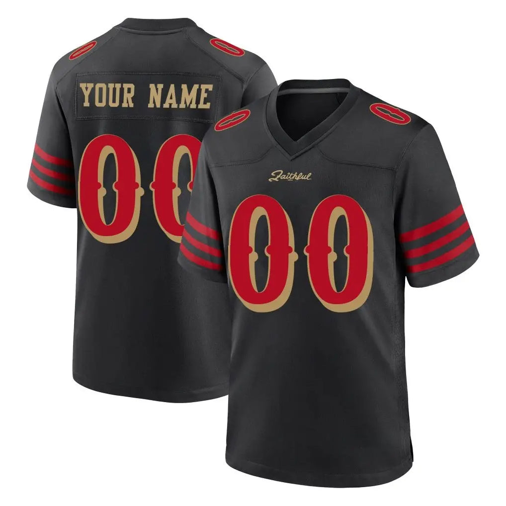 Parkc Custom SF.49ers Black Rivalries Collection Home Game Any Name & Numbers Stitched Jerseys