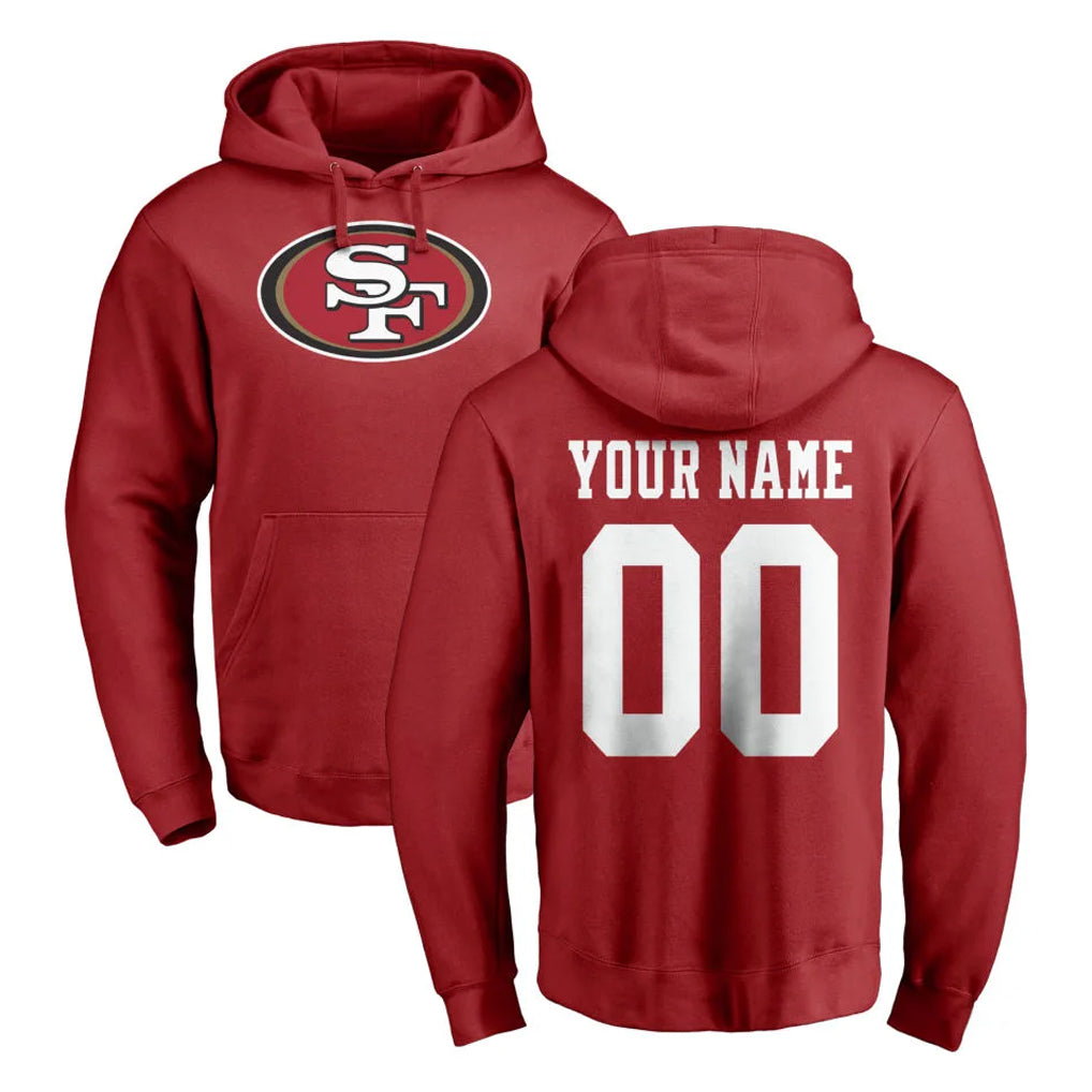 Parkc Custom SF.49ers Red LOGO Pullover Hoodies Home Game Any Name & Numbers Stitched Jerseys