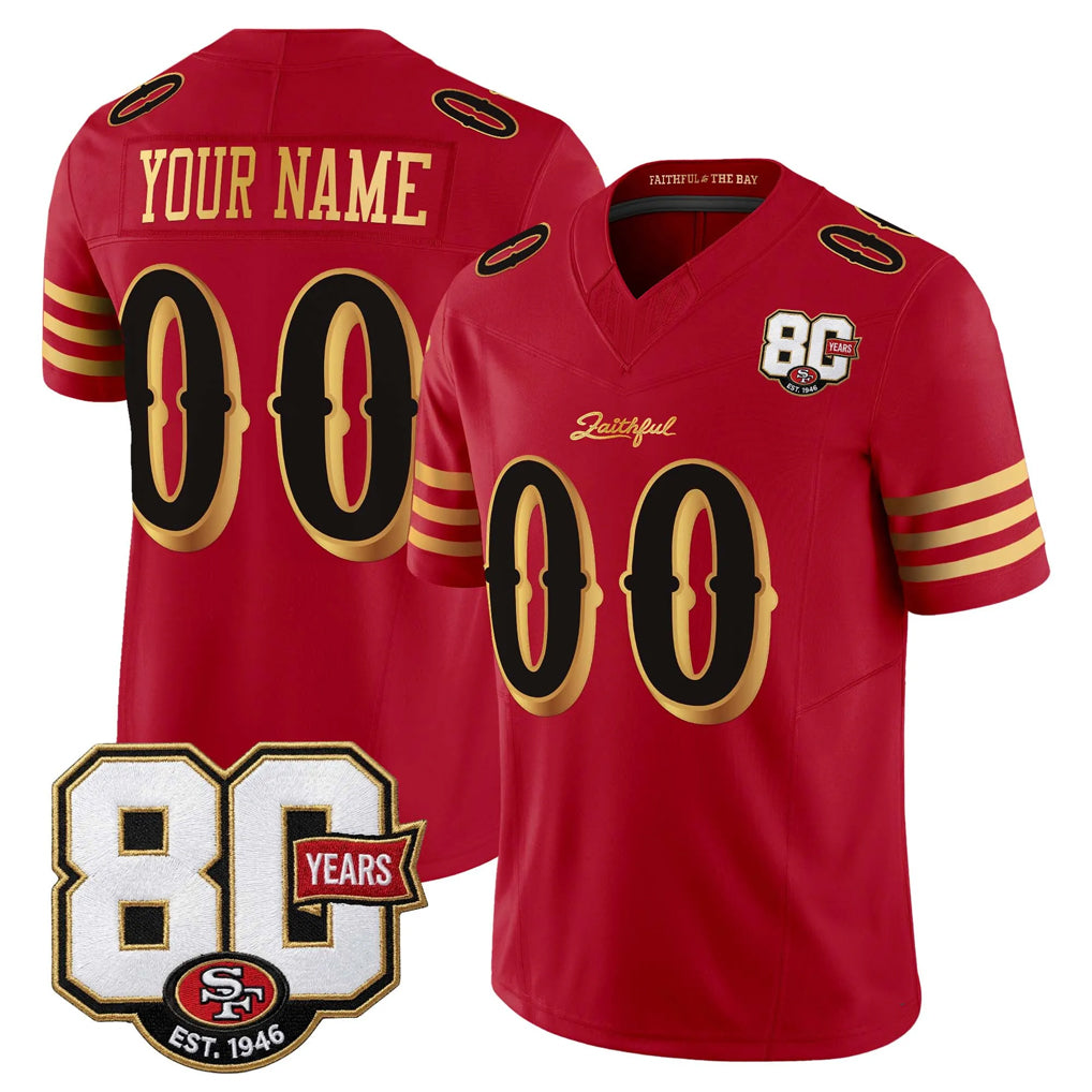 Parkc Custom SF.49ers Red Limited 80th Rivalries Collection Home Game Any Name & Numbers Stitched Jerseys