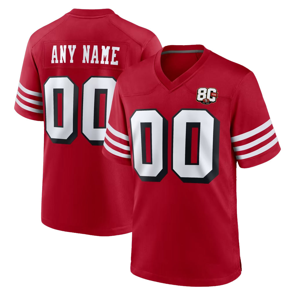 Parkc Custom SF.49ers Red Limited Alternate 80th Vapor Home Game Any Name & Numbers Stitched Jerseys