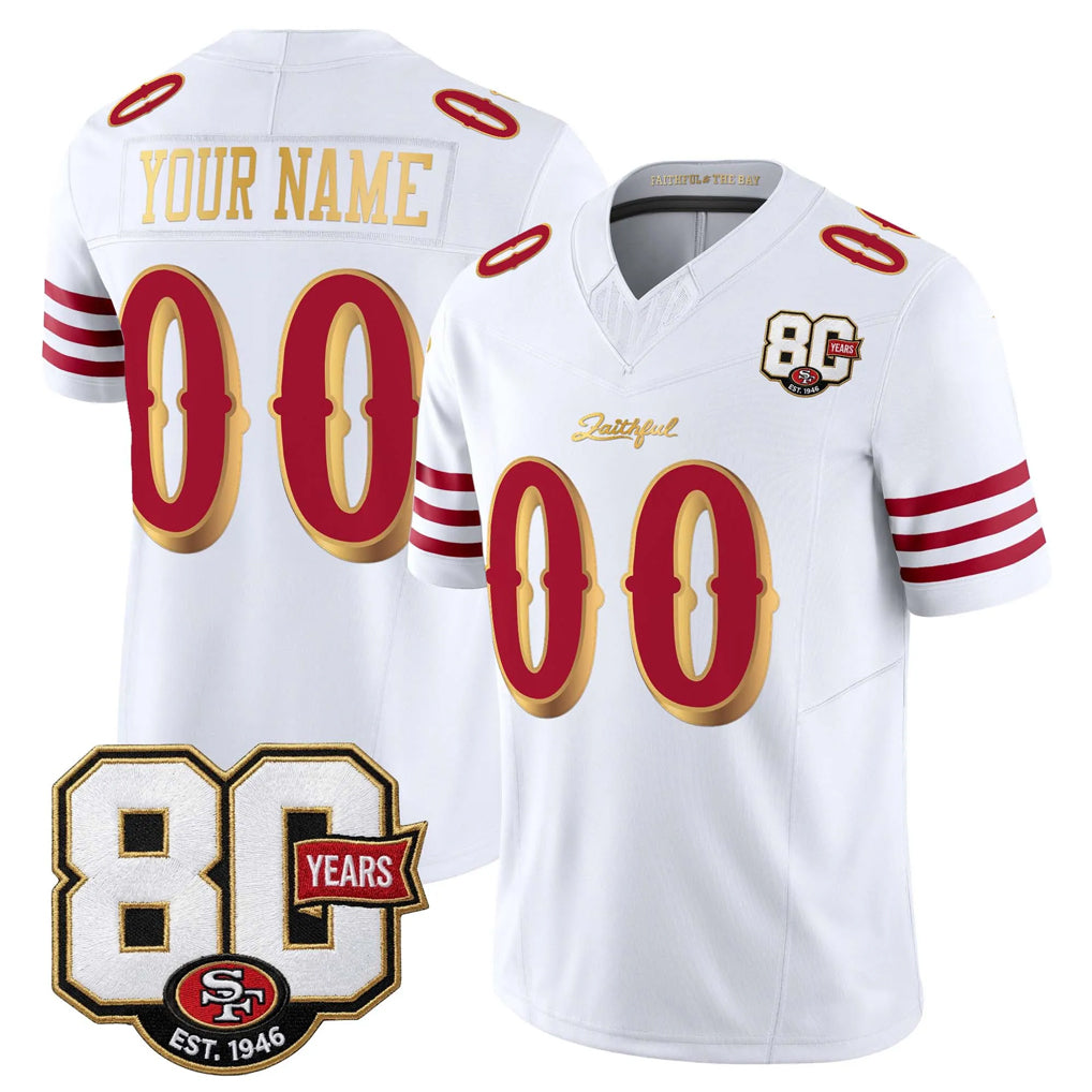 Parkc Custom SF.49ers White Limited 80th Rivalries Collection Home Game Any Name & Numbers Stitched Jerseys