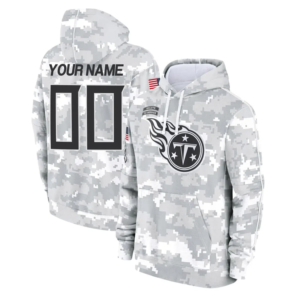 Parkc Custom T.Titans Camo Arctic Salute to Service Pullover Hoodies Home Game Any Name & Numbers Stitched Jerseys