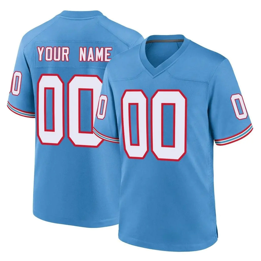Parkc Custom T.Titans Light Blue Oilers Throwback Home Game Any Name & Numbers Stitched Jerseys