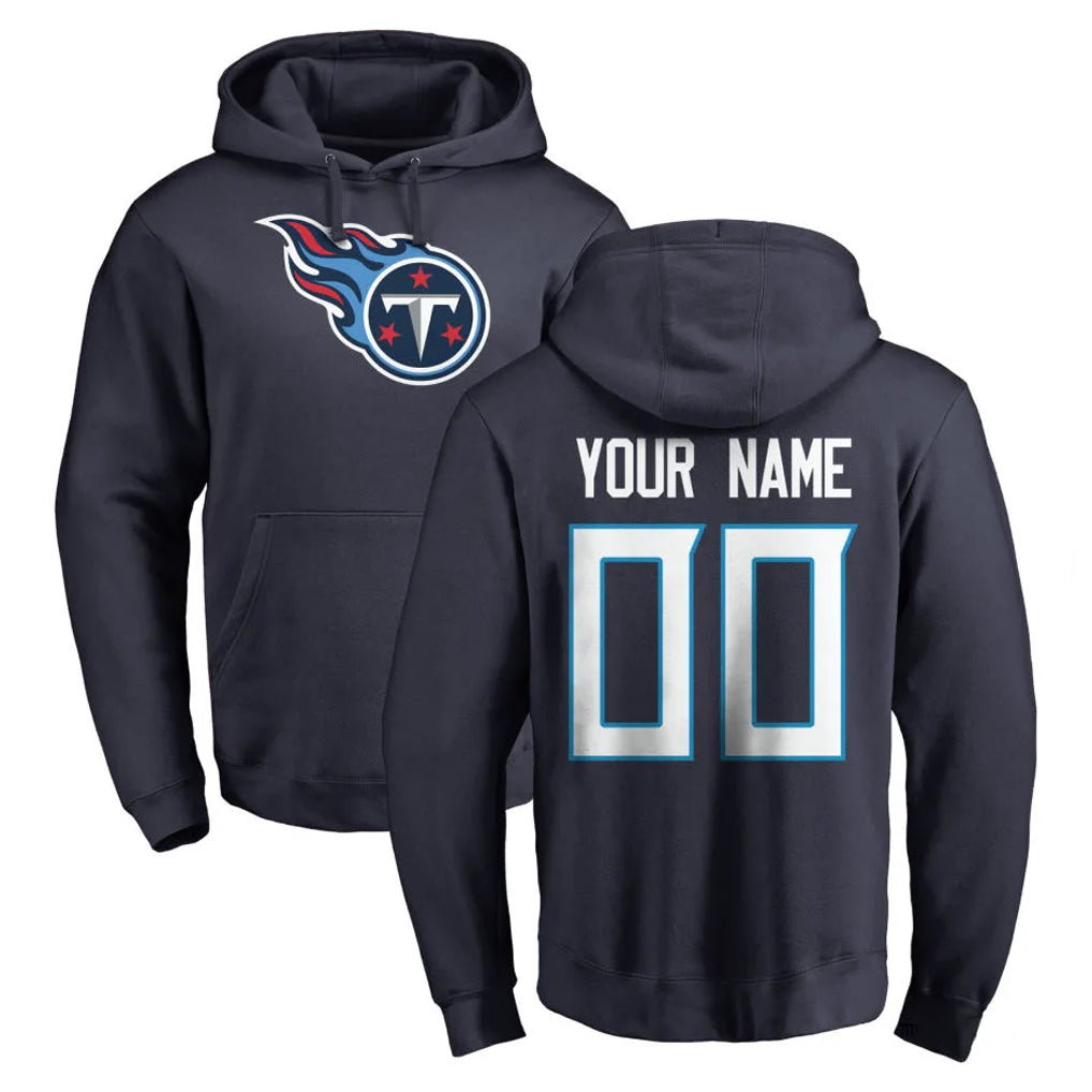 Parkc Custom T.Titans Navy Logo Pullover Hoodies Home Game Any Name & Numbers Stitched Jerseys