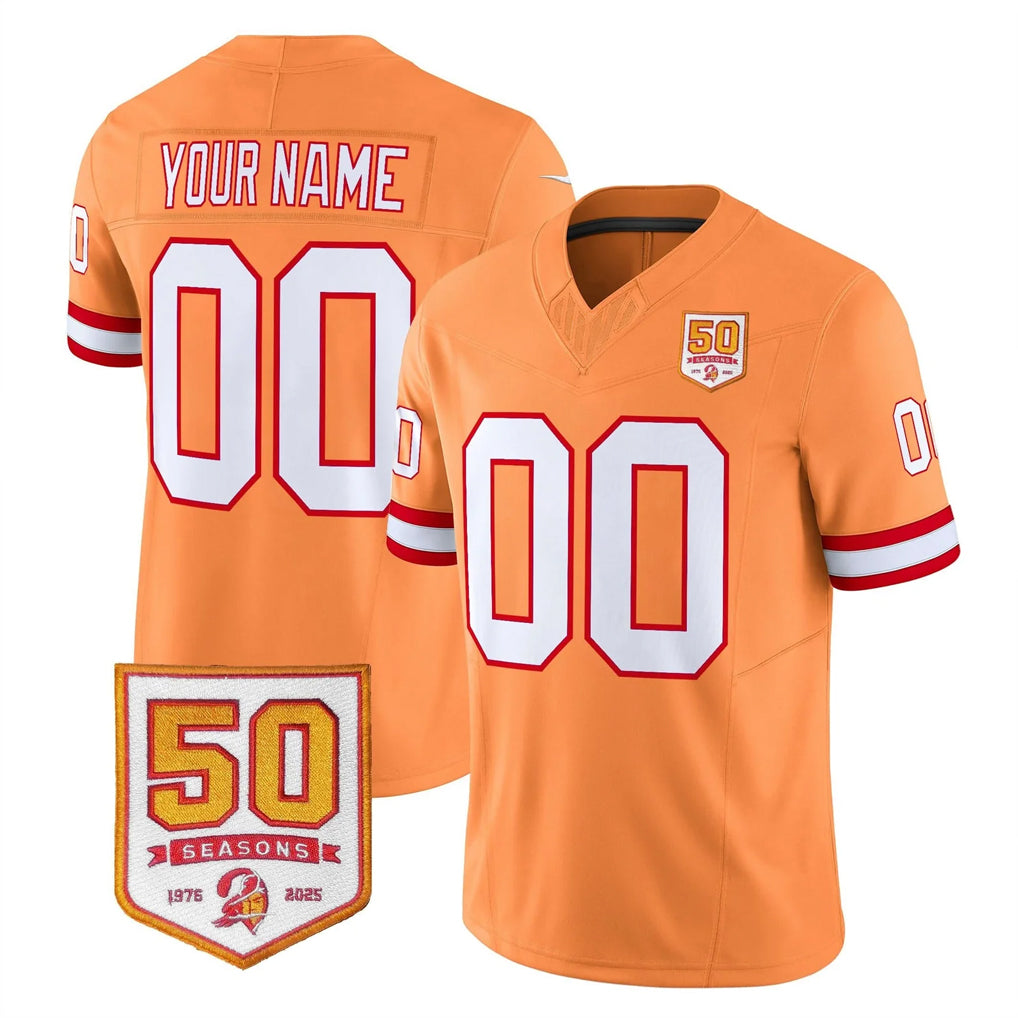 Parkc Custom TB.Buccaneers 76' Orange 50th Season Vapor Limited Home Game Any Name & Numbers Stitched Jerseys