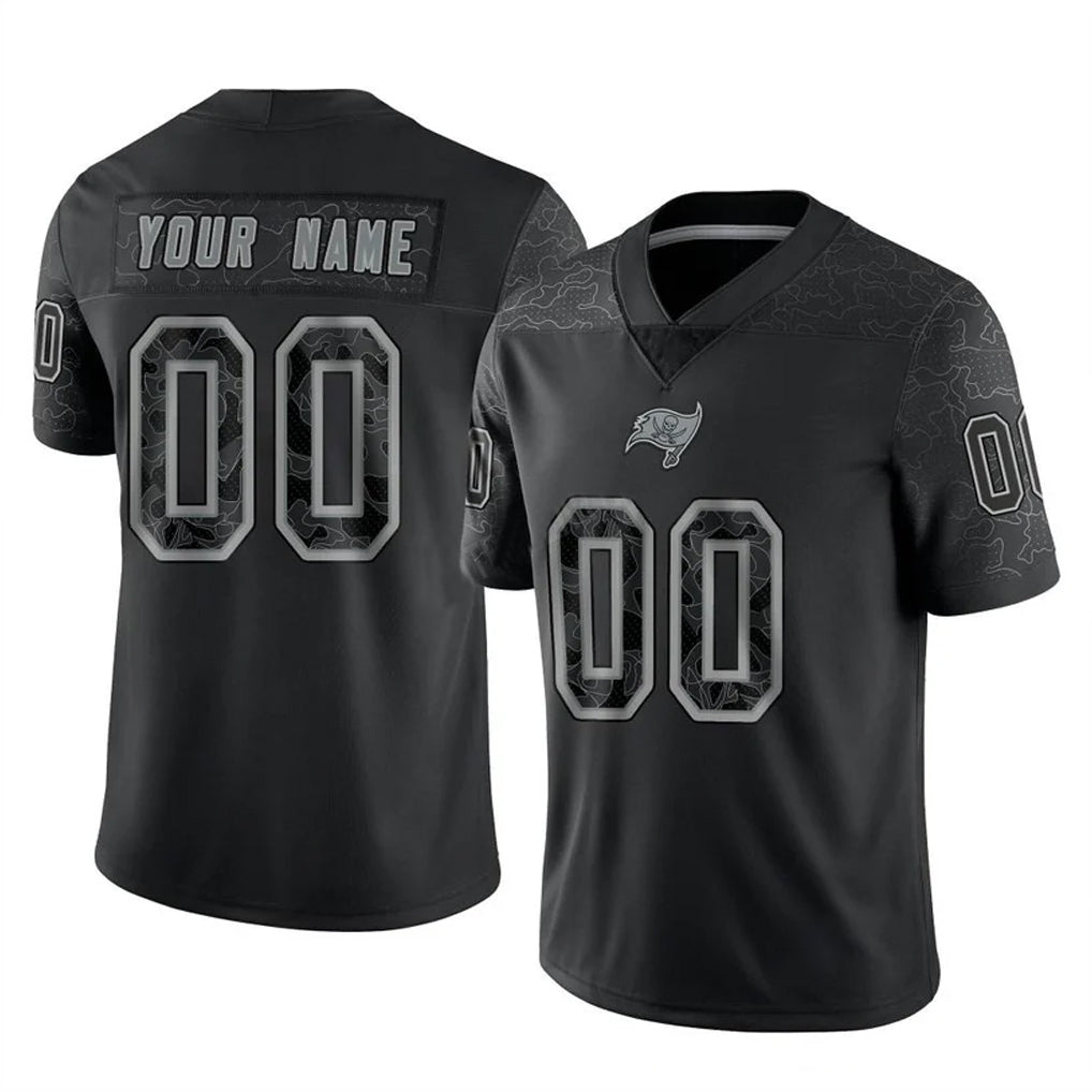 Parkc Custom TB.Buccaneers Black Reflective Limited Home Game Any Name & Numbers Stitched Jerseys
