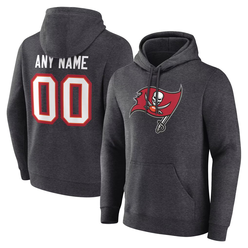 Parkc Custom TB.Buccaneers Gray LOGO Pullover Hoodie Home Game Any Name & Numbers Stitched Jerseys