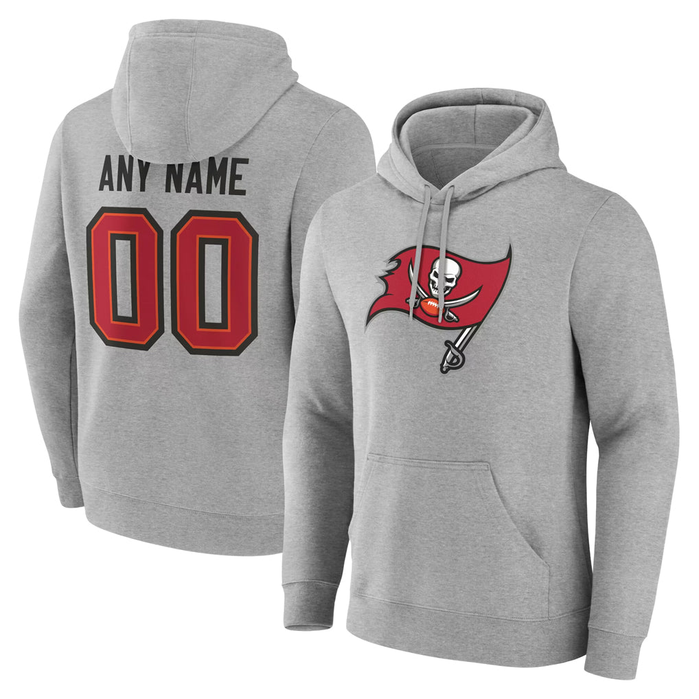 Parkc Custom TB.Buccaneers Gray Pullover Hoodie Home Game Any Name & Numbers Stitched Jerseys
