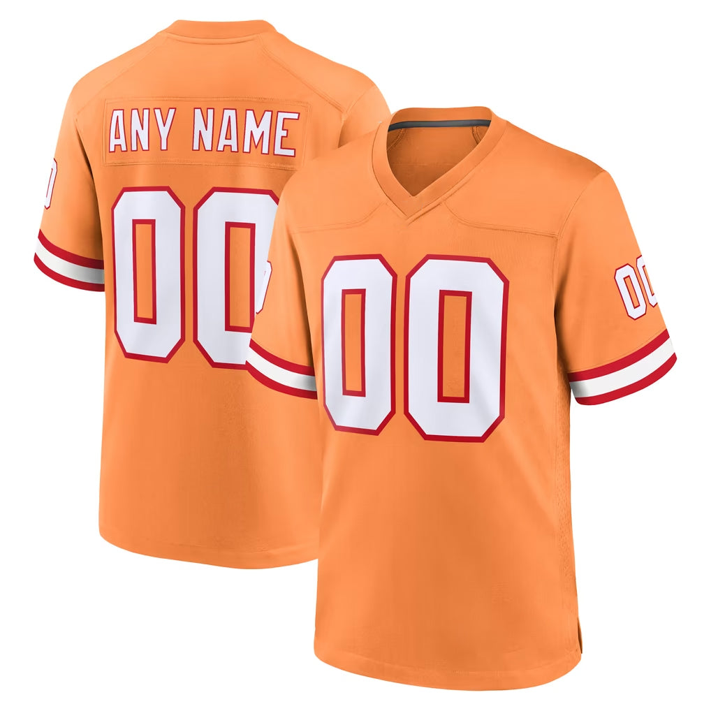 Parkc Custom TB.Buccaneers Orange Throwback Home Game Any Name & Numbers Stitched Jerseys