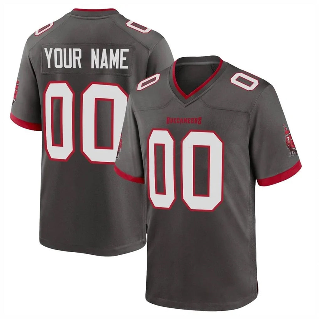 Parkc Custom TB.Buccaneers Pewter Alternate Home Game Any Name & Numbers Stitched Jerseys