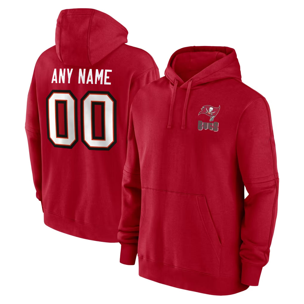 Parkc Custom TB.Buccaneers Red LOGO Pullover Hoodie Home Game Any Name & Numbers Stitched Jerseys