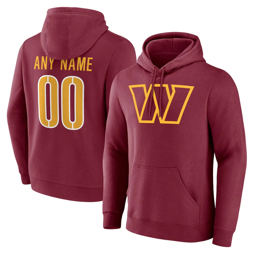 Parkc Custom W.Commanders Burgundy LOGO Pullover Hoodies Game Any Name & Numbers Stitched Jerseys