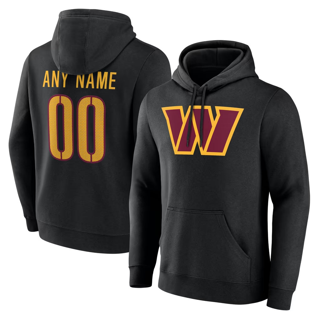 Parkc Custom W.Commanders Gray LOGO Performance Pullover Hoodies Game Any Name & Numbers Stitched Jerseys