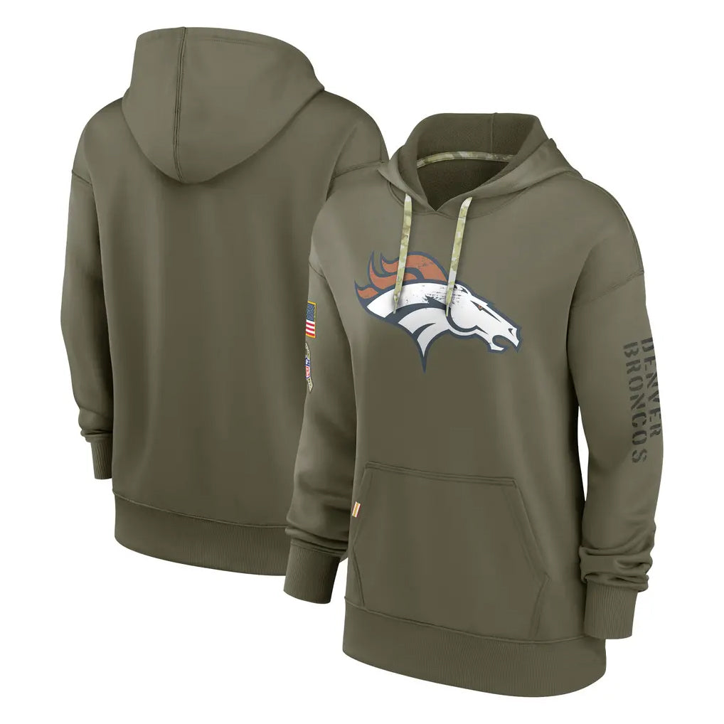Parkc D.Broncos Olive Salute to Service Pullover Hoodies Limited Blank Player Stitched Jerseys
