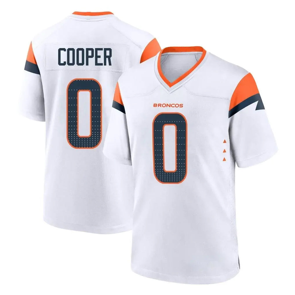 Parkc D.Broncos #0 Jonathon Cooper Player White Home Game Stitched Jerseys