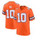 Parkc D.Broncos #10 Bo Nix Player Orange Alternate Collection Throwback Game Stitched Jerseys