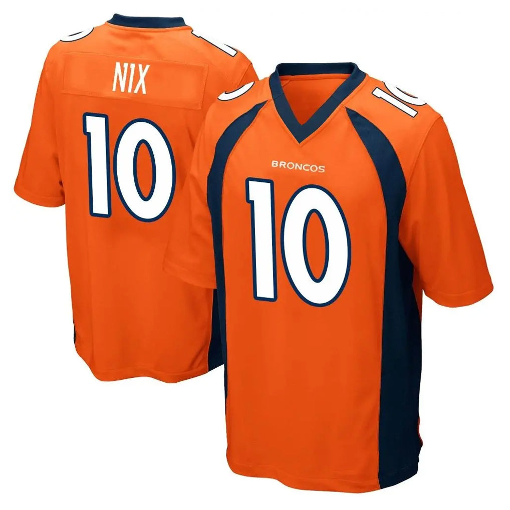 Parkc D.Broncos #10 Bo Nix Player Orange Color Home Game Stitched Jerseys