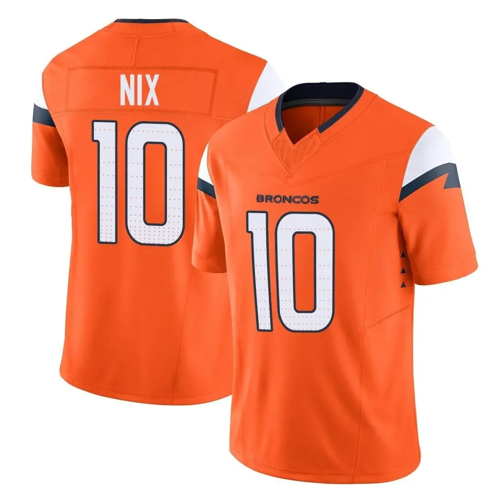 Parkc D.Broncos #10 Bo Nix Player Orange Vapor F.U.S.E. Limited Home Game Stitched Jerseys