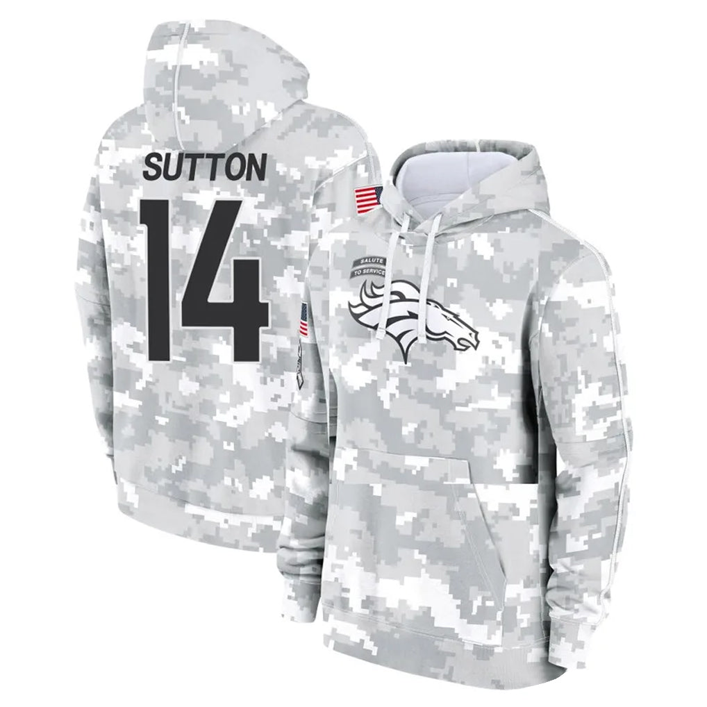 Parkc D.Broncos #14 Courtland Sutton Player Arctic Camo Salute to Service Hoodies Limited Game Stitched Jerseys