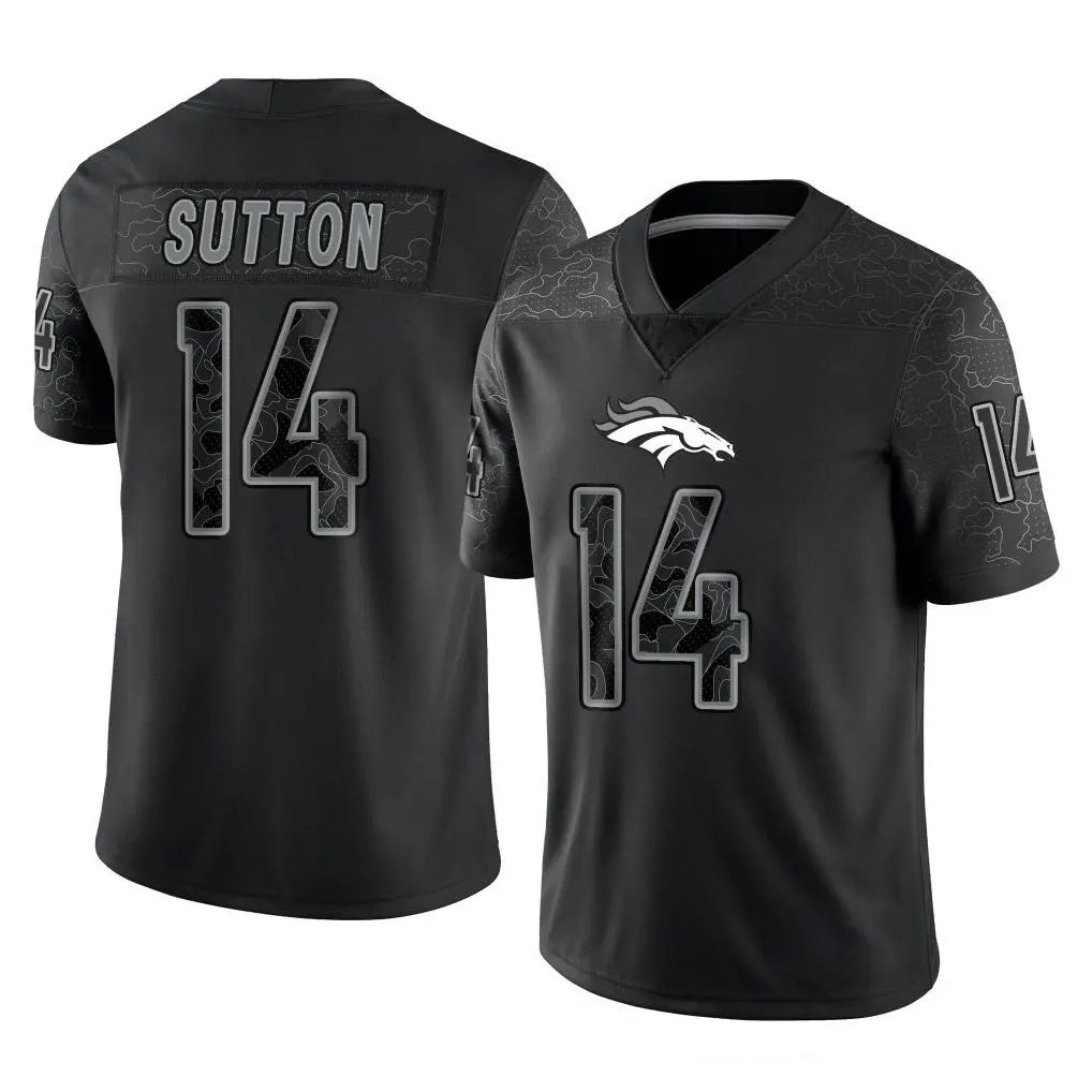 Parkc D.Broncos #14 Courtland Sutton Player Black Reflective Limited Stitched Jerseys
