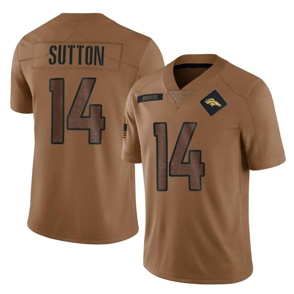 Parkc D.Broncos #14 Courtland Sutton Player Brown Salute To Service Limited Stitched Jerseys