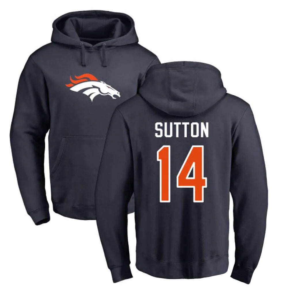 Parkc D.Broncos #14 Courtland Sutton Player Navy Pullover Hoodie Limited Stitched Jerseys