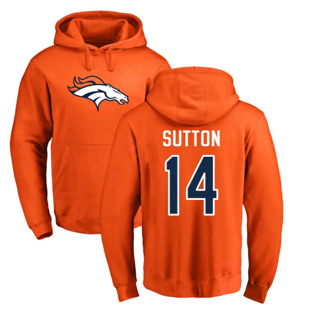 Parkc D.Broncos #14 Courtland Sutton Player Orange Pullover Hoodie Limited Stitched Jerseys