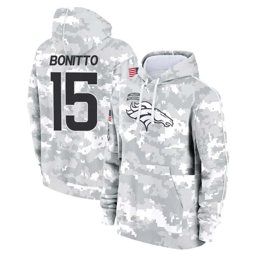 Parkc D.Broncos #15 Nik Bonitto Player Arctic Camo Salute to Service Hoodies Limited Game Stitched Jerseys