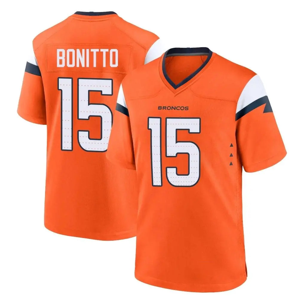Parkc D.Broncos #15 Nik Bonitto Player Orange Alternate Collection Throwback Game Stitched Jerseys