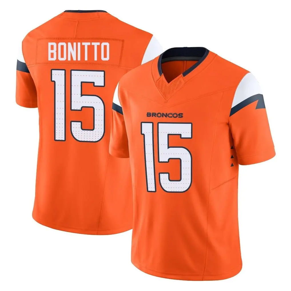 Parkc D.Broncos #15 Nik Bonitto Player Orange Vapor F.U.S.E. Limited Home Game Stitched Jerseys
