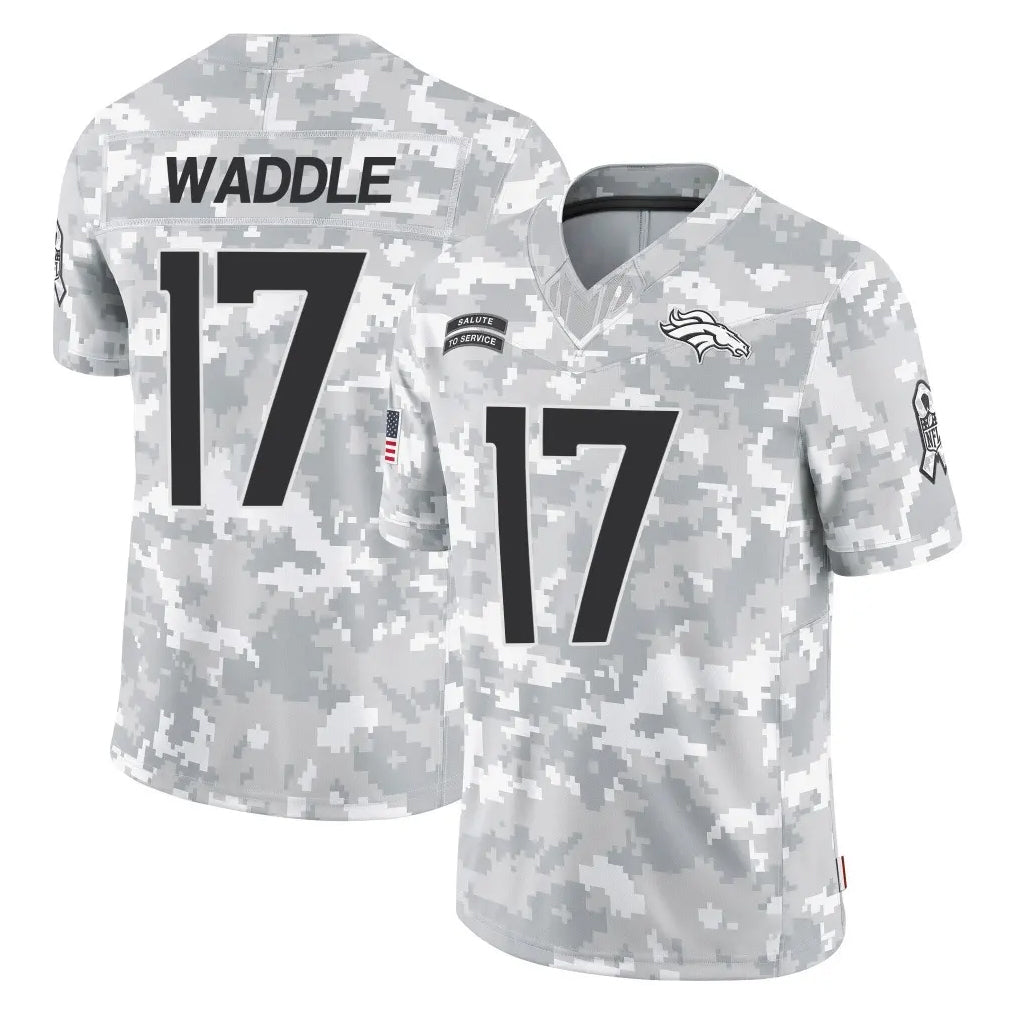 Parkc D.Broncos #17 Jaylen Waddle Player Arctic Camo Salute To Service Limited Stitched Jerseys