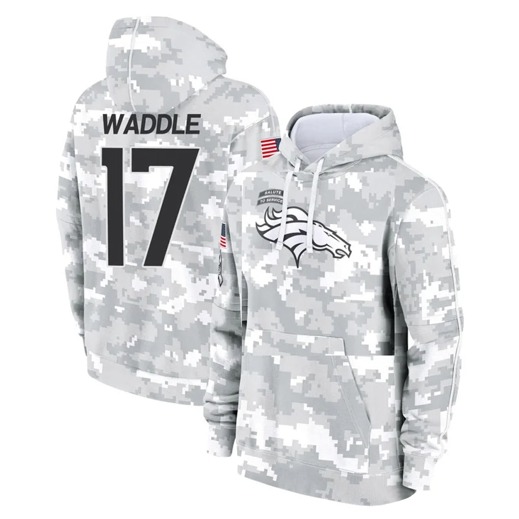 Parkc D.Broncos #17 Jaylen Waddle Player Arctic Camo Salute to Service Hoodies Limited Game Stitched Jerseys