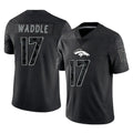 Parkc D.Broncos #17 Jaylen Waddle Player Black Reflective Limited Stitched Jerseys