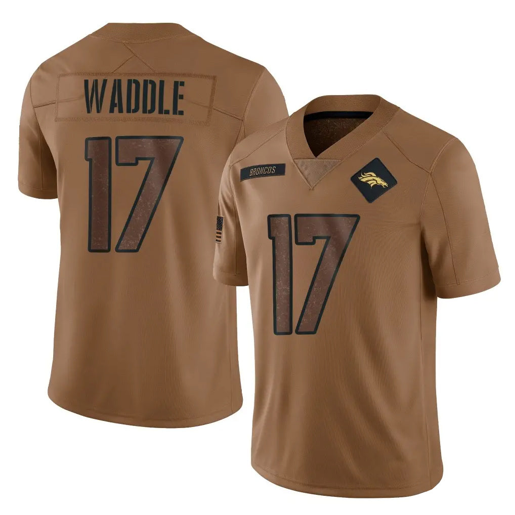 Parkc D.Broncos #17 Jaylen Waddle Player Brown Salute To Service Limited Stitched Jerseys