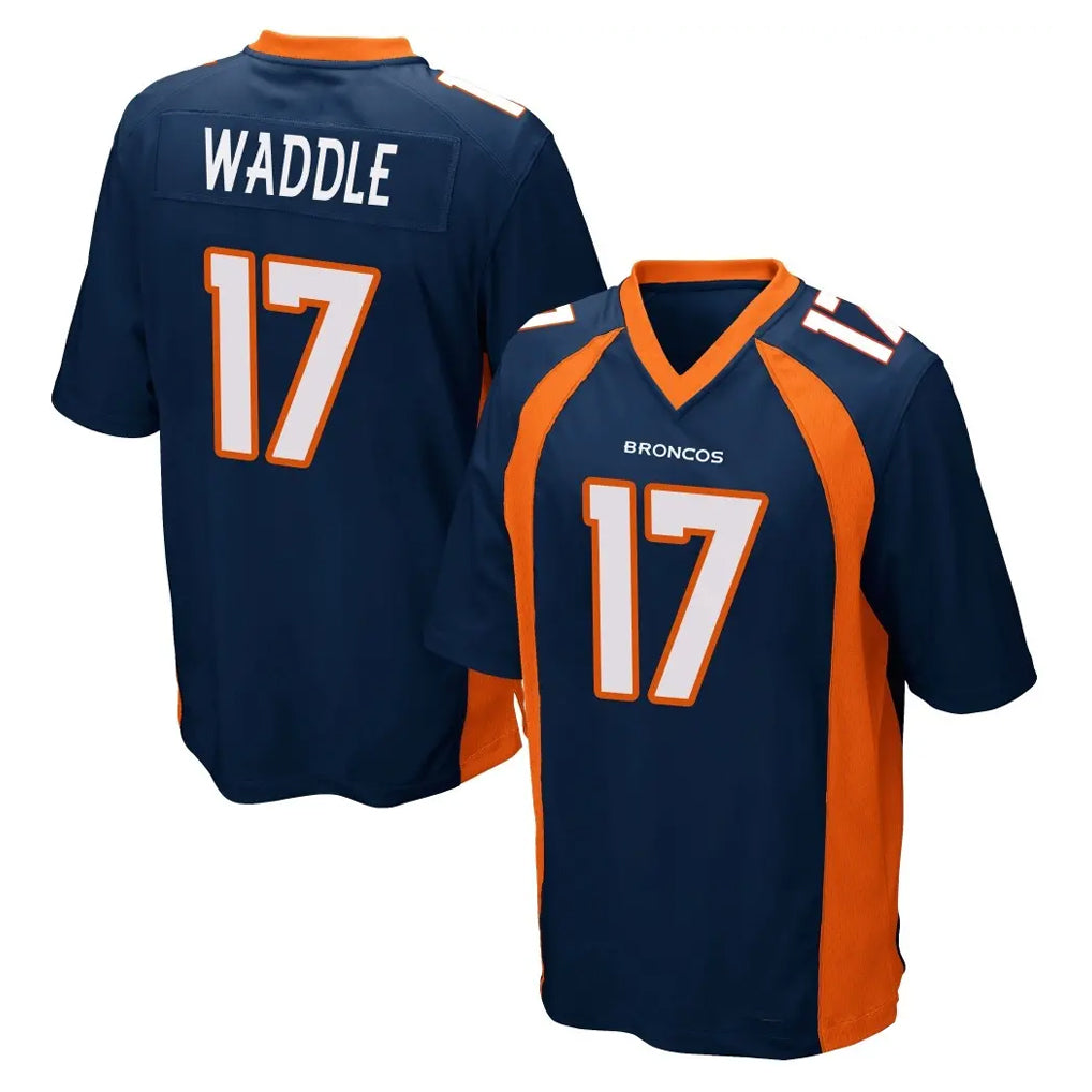Parkc D.Broncos #17 Jaylen Waddle Player Navy Game Stitched Jerseys