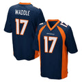 Parkc D.Broncos #17 Jaylen Waddle Player Navy Game Stitched Jerseys