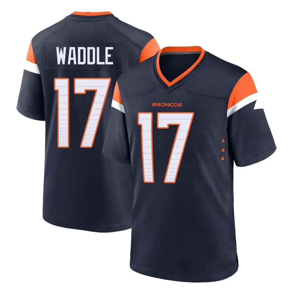 Parkc D.Broncos #17 Jaylen Waddle Player Navy Home Game Stitched Jerseys