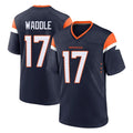 Parkc D.Broncos #17 Jaylen Waddle Player Navy Home Game Stitched Jerseys