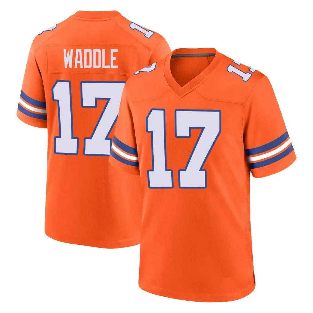 Parkc D.Broncos #17 Jaylen Waddle Player Orange Alternate Collection Throwback Game Stitched Jerseys