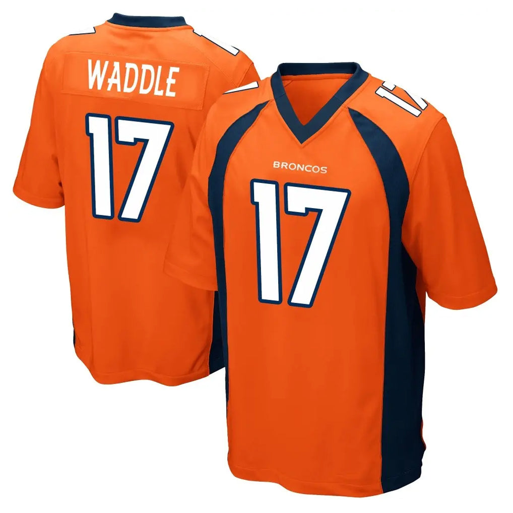 Parkc D.Broncos #17 Jaylen Waddle Player Orange Color Home Game Stitched Jerseys