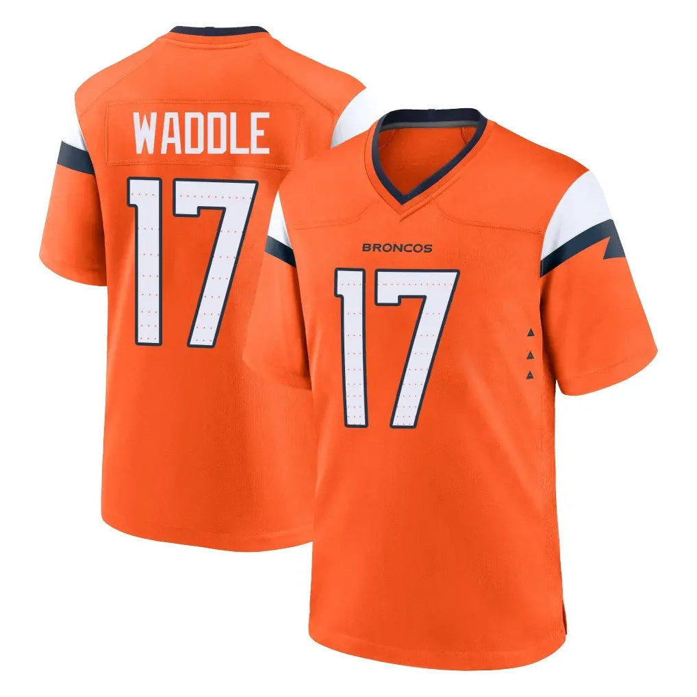 Parkc D.Broncos #17 Jaylen Waddle Player Orange Home Game Stitched Jerseys