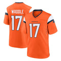 Parkc D.Broncos #17 Jaylen Waddle Player Orange Home Game Stitched Jerseys