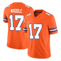 Parkc D.Broncos #17 Jaylen Waddle Player Orange Limited Alternate Vapor F.U.S.E. Throwback Game Stitched Jerseys