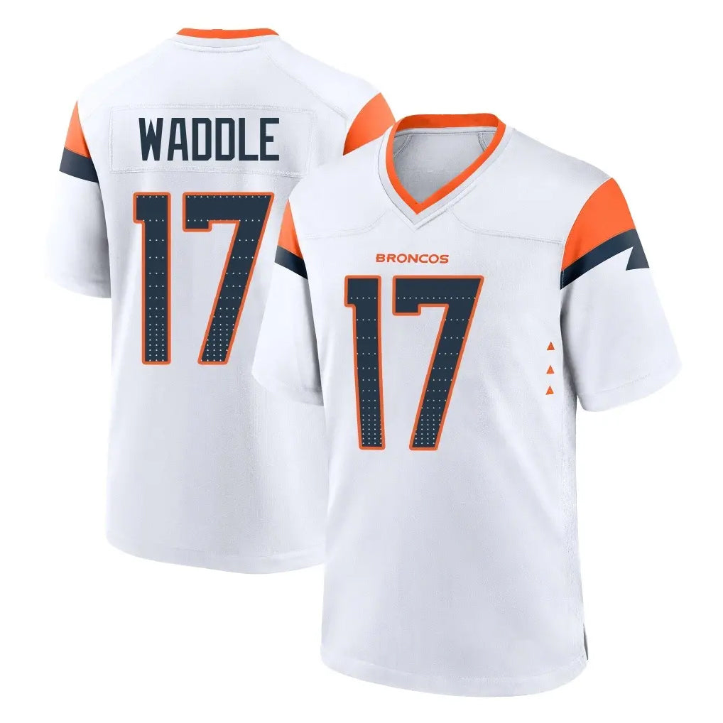 Parkc D.Broncos #17 Jaylen Waddle Player White Home Game Stitched Jerseys